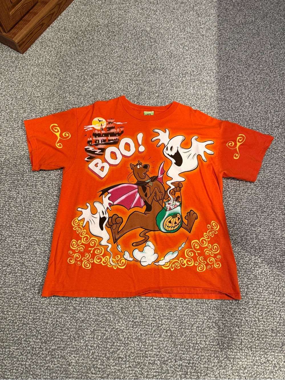 Vintage Scooby Doo Halloween Shirt Orange Ghosts Cartoon 2000